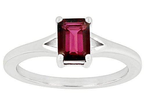 0.68ct Rectangular Octagonal Magenta Petalite Rhodium Over Sterling Silver Solitaire Ring - Size 9