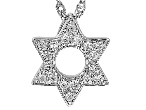 .34ctw White Zircon Rhodium Over Silver Star Of David Pendant With Chain