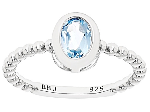 0.81ct Oval Glacier Topaz™ Rhodium Over Sterling Silver Solitaire Ring - Size 9