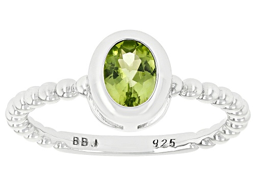 0.72ct Oval Manchurian Peridot™ Rhodium Over Sterling Silver Solitaire Ring - Size 9