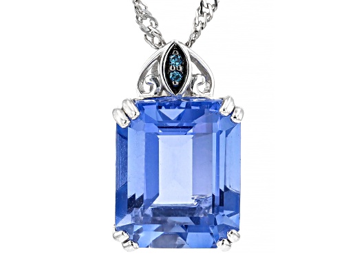 6.12ct Color Change Fluorite With 0.01ctw Blue Diamond Accent Rhodium Over Silver Pendant Chain