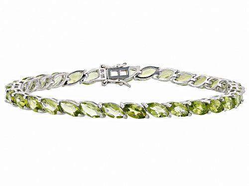 16.04ctw Marquise Manchurian Peridot™ Rhodium Over Sterling Silver Bracelet - Size 8