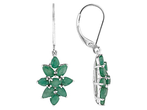 2.31ctw Pear Shape And 0.26ctw Oval Sakota Emerald Rhodium Over Silver Earrings