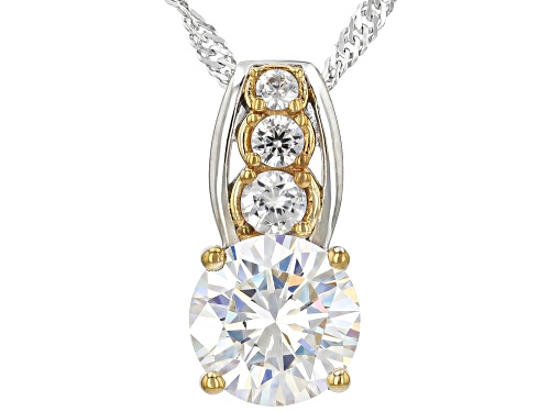 2.87ctw Strontium Titanite With Zircon Rhodium & 18k Yellow Gold Over Silver Two-Tone Pendant Chain