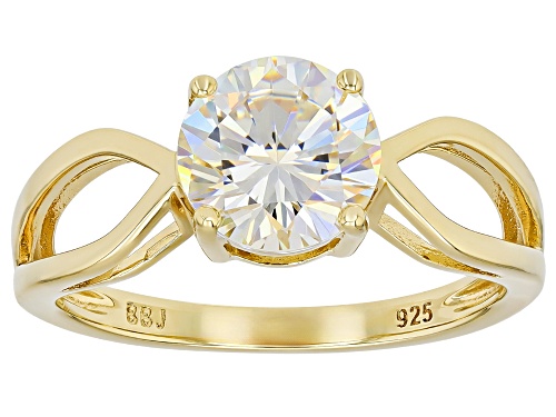 3.00ct Round Strontium Titanate 18K Yellow Gold Over Sterling Silver Solitaire Ring - Size 6