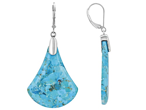 34x26 Freeform Turquoise Sterling Silver Dangle Earrings