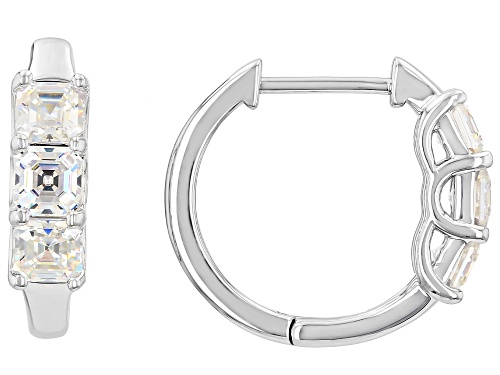 2.55ctw Square Rectangular Asscher Cut Strontium Titanate Rhodium Over Sterling Silver Earrings