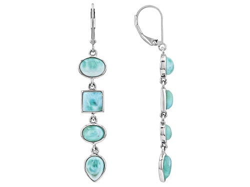 Mixed Shapes Larimar Rhodium Over Sterling Silver Dangle Earrings