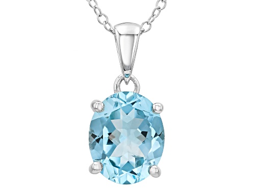 3.70ct Oval Glacier Topaz™ Rhodium Over Sterling Silver Solitaire Pendant with Chain