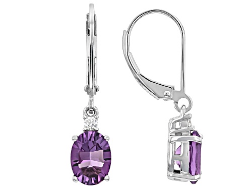 1.98ctw Canela Amethyst With 0.05ctw Moissanite Rhodium Over Sterling Silver Dangle Earrings