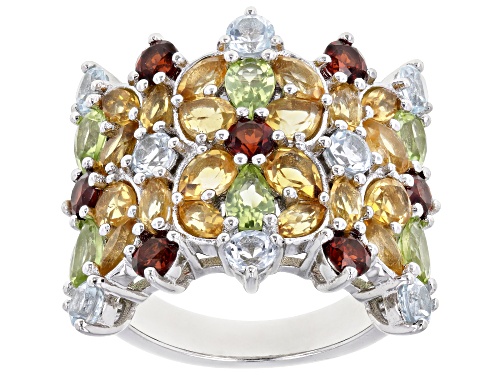 Photo of 4.73ctw Multi-Gem Rhodium Over Sterling Silver Band Ring - Size 6