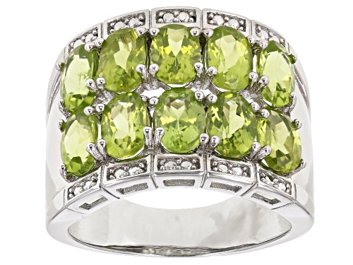 Photo of 3.83ctw Oval Manchurian Peridot(TM) Rhodium Over Sterling Silver Ring - Size 8