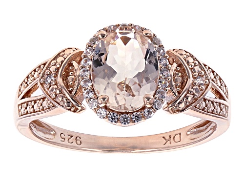 Photo of .75ct Oval Morganite and .18ctw White Zircon 18k Rose Gold Over Sterling Silver Ring - Size 9