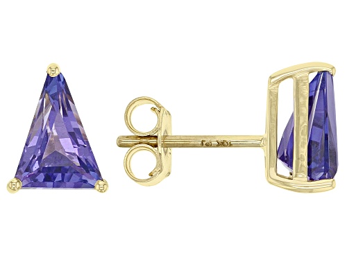 Photo of Signature Cut Creations™ 1.80ctw Triangle Tanzanite 10k Yellow Gold Earrings