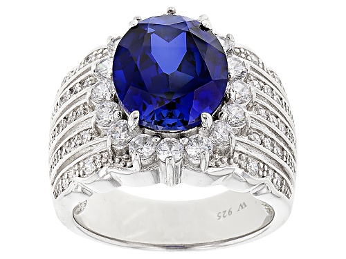 Photo of Charles Winston For Bella Luce®7.35ctw Lab Sapphire & Diamond Simulant Rhodium Over Silver Ring - Size 10