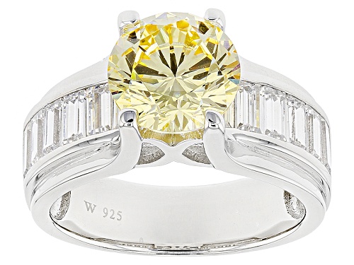 Photo of Charles Winston For Bella Luce ® 7.25ctw Yellow & White Diamond Simulant Rhodium Over Silver Ring - Size 8