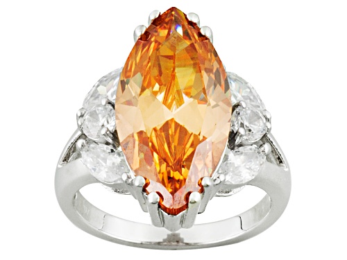 Photo of Charles Winston For Bella Luce ® 14.00ctw Champagne & White Diamond Simulant Rhodium Over S/S Ring - Size 6