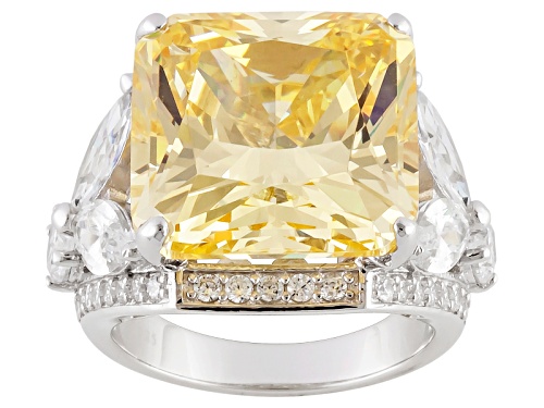 Photo of Charles Winston For Bella Luce ® 22.60ctw Canary & White Diamond Simulant Rhodium Over Silver Ring - Size 7
