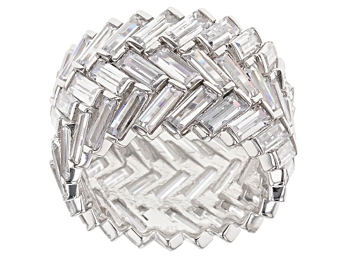Charles Winston For Bella Luce® 16.00ctw Baguette Rhodium Over Sterling Silver Ring (11.97ctw Dew) - Size 7