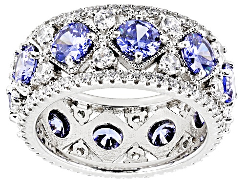 Charles Winston For Bella Luce® 11.27ctw Tanzanite & Diamond Simulants Rhodium Over Silver Ring - Size 5