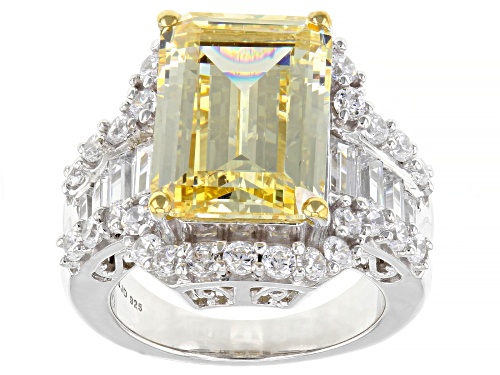 Photo of Charles Winston For Bella Luce ® 15.08ctw Canary & Diamond Simulant Rhodium Over Sterling Ring - Size 11