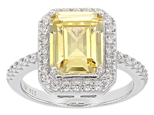 Photo of Charles Winston For Bella Luce ® 7.15ctw Ctw Canary & Diamond Simulant Rhodium Over Sterling Ring - Size 11