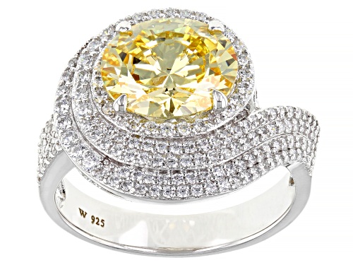 Photo of Charles Winston For Bella Luce® Canary & White Diamond Simulant Rhodium Over Sterling Silver Ring - Size 5