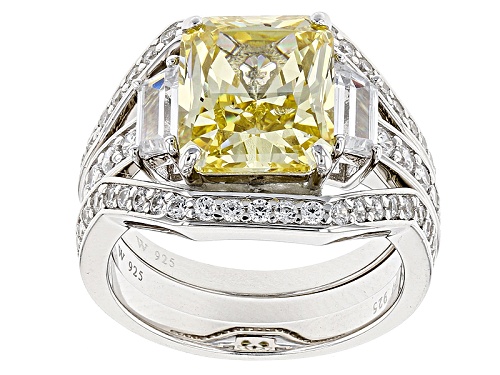 Photo of Charles Winston For Bella Luce ® Canary & Diamond Simulants Rhodium Over Silver Ring With Bands - Size 9