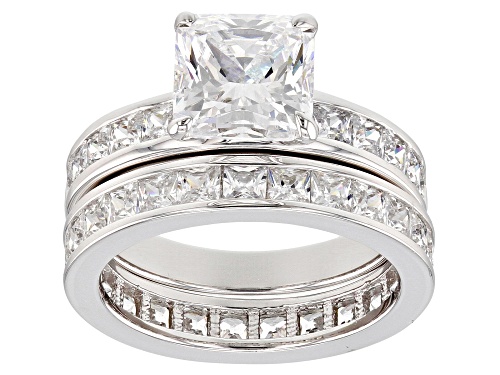 Charles Winston For Bella Luce®9.80CTW White Diamond Simulant Rhodium Over Silver Ring With Band - Size 11