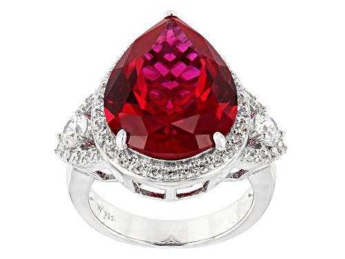 Charles Winston For Bella Luce ® Lab Created Ruby & White Diamond Simulant Rhodium Over Silver Ring - Size 9
