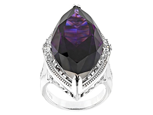 Charles Winston For Bella Luce®38.70CTW Amethyst & White Diamond Simulants Rhodium Over Silver Ring - Size 5