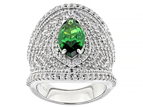 Photo of Charles Winston For Bella Luce® 9.56ctw Emerald & White Diamond Simulants Rhodium Over Silver Ring - Size 6