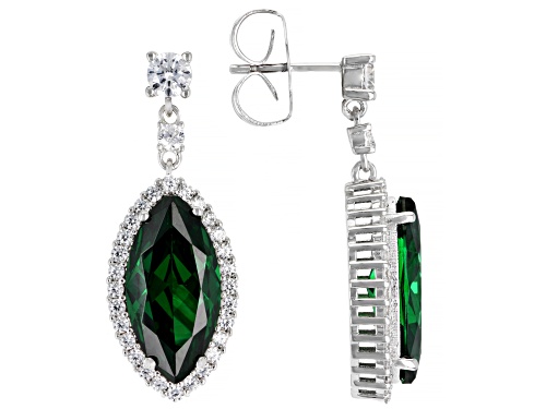 Charles Winston For Bella Luce® 16.18ctw Emerald and Diamond Simulants Rhodium Over Silver Earrings
