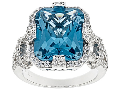 Photo of Charles Winston For Bella Luce® Lab Blue Spinel and White Diamond Simulant Rhodium Over Silver Ring - Size 10