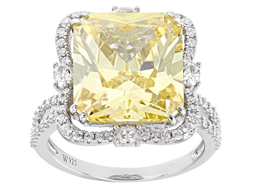 Photo of Charles Winston For Bella Luce® 15.09ctw Canary and White Diamond Simulants Rhodium Over Silver Ring - Size 11