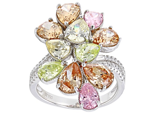 Photo of Charles Winston for Bella Luce® 10.90ctw Multi Gemstone Simulants Rhodium Over Silver Ring - Size 6