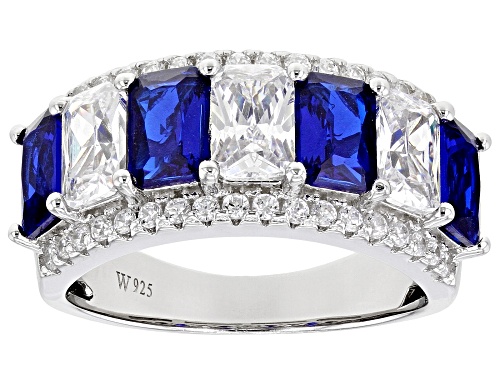 Photo of Charles Winston for Bella Luce® Lab Blue Spinel & Diamond Simulants Rhodium Over Silver Ring - Size 7