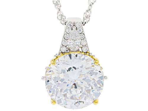 Charles Winston For Bella Luce® 13.58ctw Rhodium Over Silver Scintillant Cut®Two-Tone Pendant/Chain