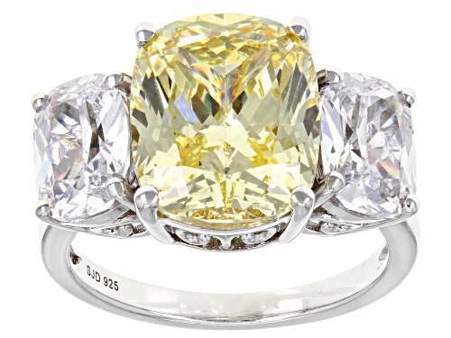 Photo of Charles Winston Bella Luce® Canary And Diamond Simulants Scintillant Cut® Rhodium Over Silver Ring - Size 10