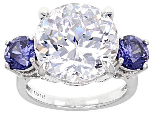 Charles Winston for Bella Luce® 15.23ctw Tanzanite And Diamond Simulants Platinum Over Silver Ring - Size 8