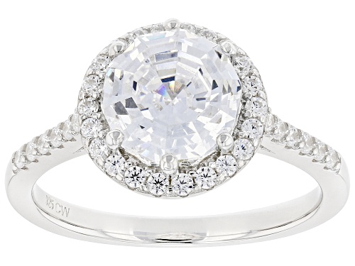 Charles Winston Bella Luce® 3.47ctw Diamond Simulant Scintillant Web Cut® Rhodium Over Silver Ring - Size 10