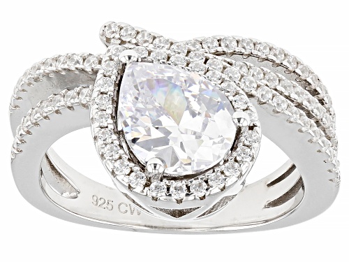 Charles Winston for Bella Luce® 3.39ctw White Diamond Simulant Rhodium Over Silver Ring - Size 6