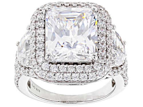 Charles Winston Bella Luce® 15.79ctw White Diamond Simulant Rhodium Over Silver Ring - Size 9