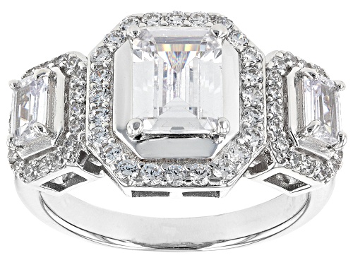 Charles Winston For Bella Luce® 4.22ctw White Diamond Simulant Rhodium Over Sterling Silver Ring - Size 7