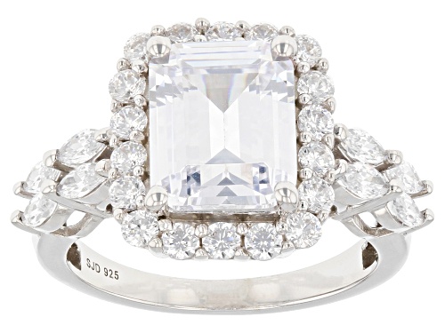 Charles Winston Bella Luce®8.01ctw White Diamond Simulant Rhodium Over Silver Ring (4.85ctw DEW) - Size 9