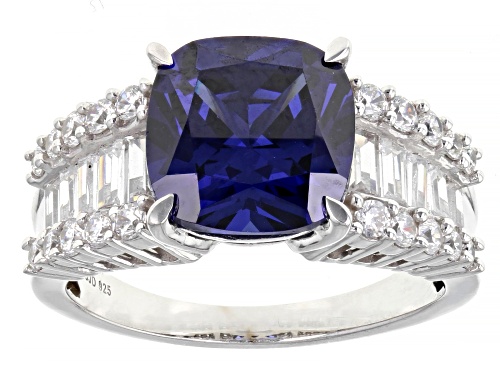 Charles Winston For Bella Luce® 7.49ctw Tanzanite And White Dia Simulants Rhodium Over Silver Ring - Size 6
