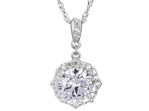 Charles Winston For Bella Luce® 6.57ctw White Diamond Simulant Rhodium Over Sterling Silver Pendant