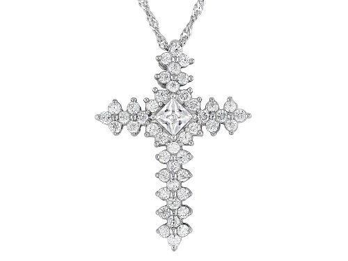 Charles Winston For Bella Luce® 2.24ctw Rhodium Over Silver Cross Pendant(1.35ctw DEW)