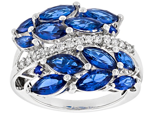 Charles Winston For Bella Luce® 7.26ctw Lab Blue Spinel & Diamond Simulant Rhodium Over Silver Ring - Size 7