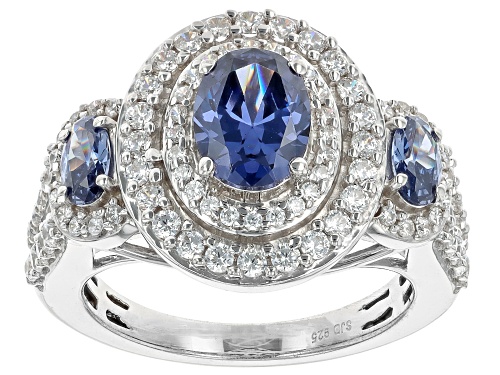 Charles Winston For Bella Luce® 4.49ctw Tanzanite & White Diamond Simulants Rhodium Over Silver Ring - Size 8